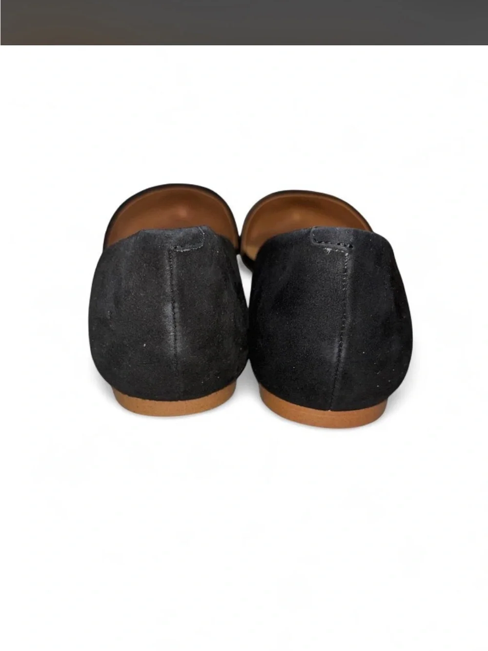 J. Crew Black Suede Pointed D'Orsay Flats with Leather Insole